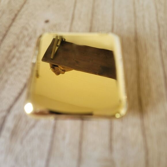 J cosmetic powder case with mirror golden glam handheld square decor compact - Picture 6 of 6